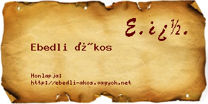 Ebedli Ákos névjegykártya